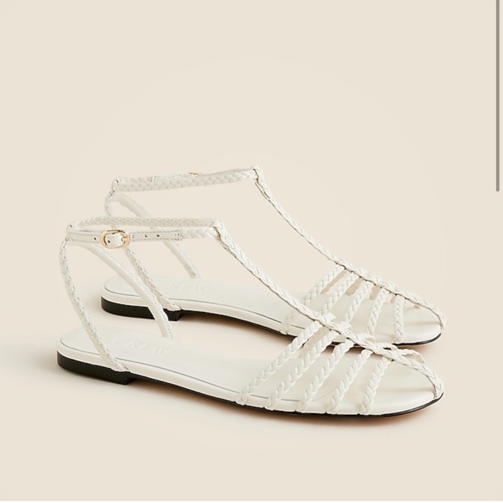 J Crew Braided Cage Toe White Braided Sandals